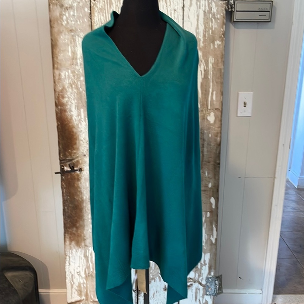 Teal V-Neck Poncho